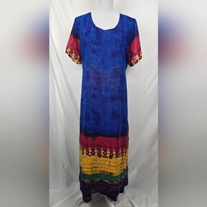 Gabrielle Multicolored Boho Cottagecore Artsy Beachy Maxi Dress sz 18